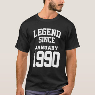 Camiseta Janeiro de 1990 33ª Legenda de Aniversário 33 Anos