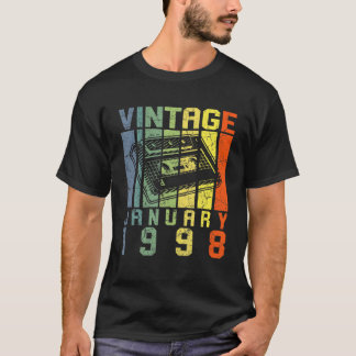 Camiseta Janeiro De 1998 Retro Vintage 24 Aniversário 24 An