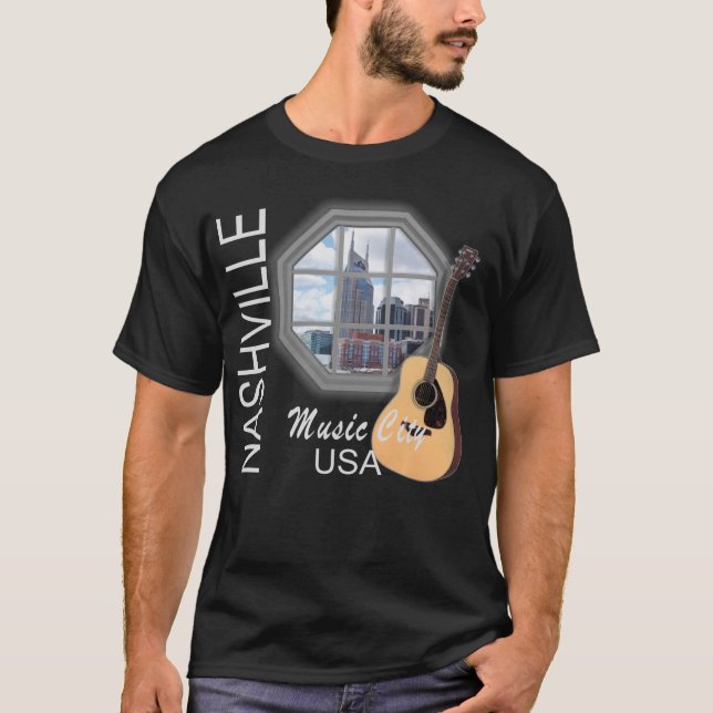 Camiseta Janela de Nashville no t-shirt escuro dos homens (Frente)