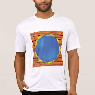 Camiseta Janela de Portinhola de Navio Náutico com Água Azu