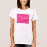 Camiseta Janelas de Festa de solteira de Script Bridesmaid<br><div class="desc">Personalizar Adicionar Texto de Imagem Aqui Modelo de Roupa de Vestuário Design Personalizado Festa de solteira Branco Branco Branca Branca de Mulheres Nome do Script de Coluna Básica de T-Shirt.</div>