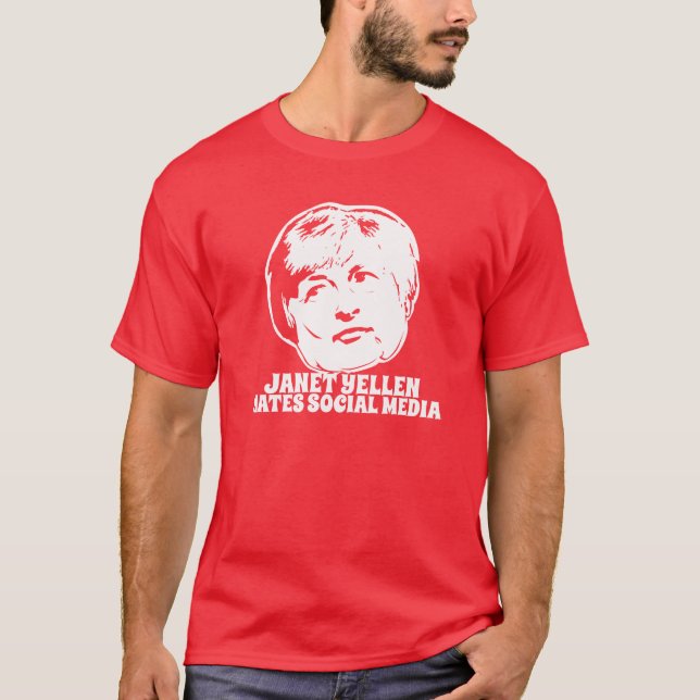 Camiseta Janet Yellen deia meios sociais (Frente)