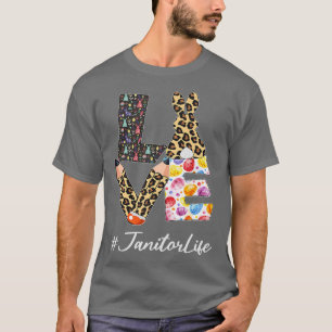 Camiseta Janitor Adora Lápis Dia de Páscoa Bunny Leopard Mu