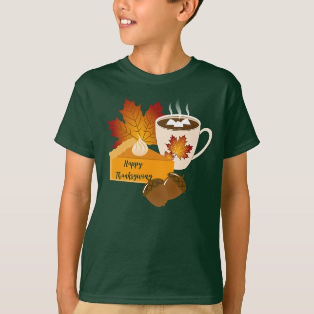 Camiseta Jantar de Ação de Graças Cozinha Torta de Abóbora  (Frente)