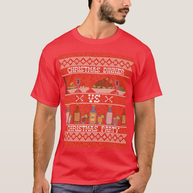 Camiseta Jantar de Natal vs festa de Natal (Frente)