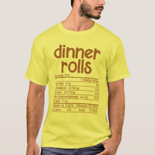 Camiseta Jantar Rolls Comida Fatos Nutricionais Correspondê