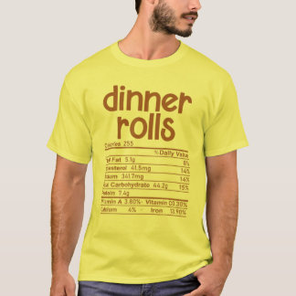 Camiseta Jantar Rolls Comida Fatos Nutricionais Correspondê