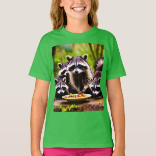 Camiseta Janto da família Charming Raccoon - T-Sh básico fe