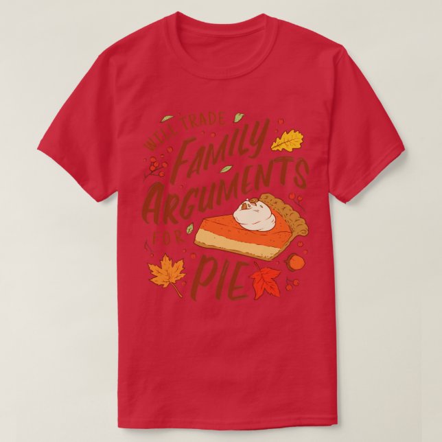 Camiseta Janto Familiar de Dia de Ação de Graças Pumpkin Pi (Frente do Design)