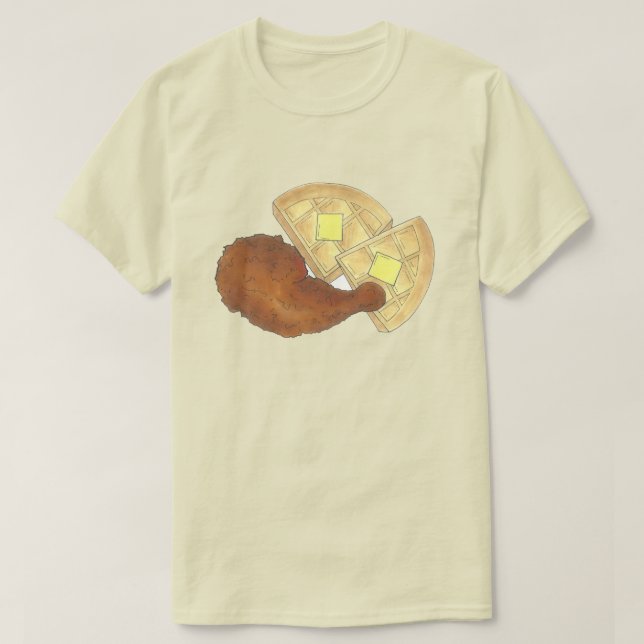 Camiseta Janto Galinha e Waffles com Comida de alma clássic (Frente do Design)