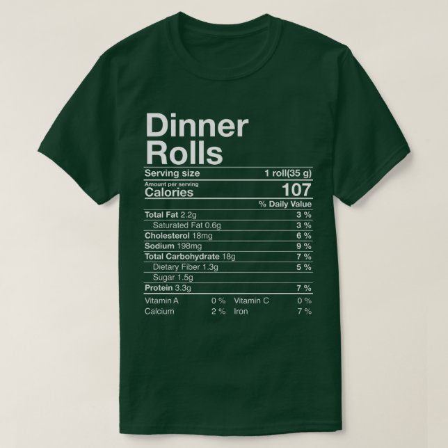 Camiseta Janto Rolls Nutrição Fatos Ação Graças Ofertas Tu (Frente do Design)