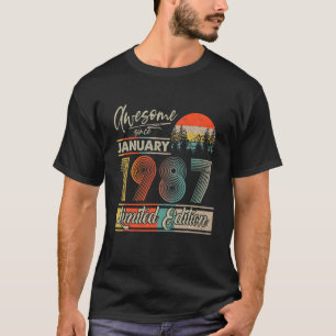 Camiseta January 1987 Vintage Retro 35 Yrs Old,35Th Birthda