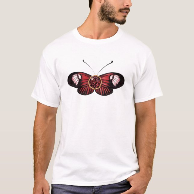 Camiseta January Red Common Postman Butterfly Illustration (Frente)