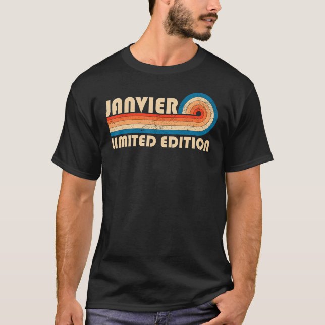 Camiseta JANVIER Surname Retro Vintage 80s 90s Aniversário  (Frente)