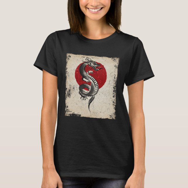 Camiseta Japan dragon artwork Japanese Retro (Frente)