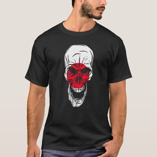 Camiseta Japan Flag Colours Skull (Frente)