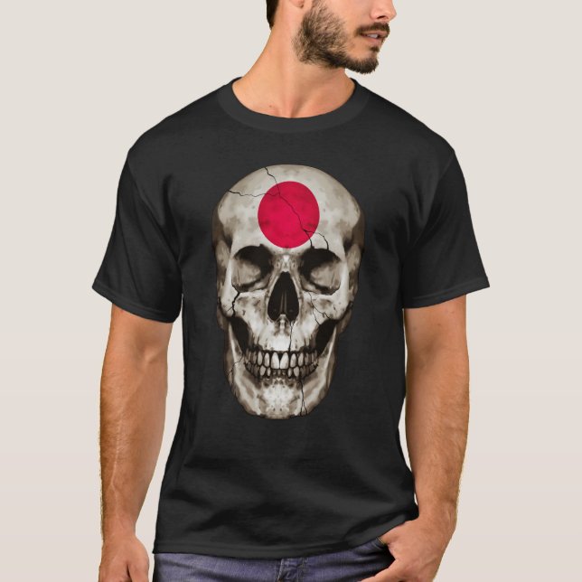 Camiseta Japan Flag Skull Japanese Roots Proud Patriotic (Frente)