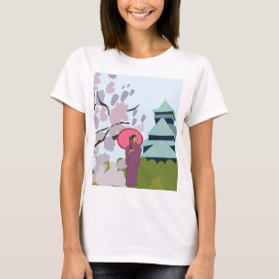 Camiseta Japan Flor de Cerejeira Geisha Kimono