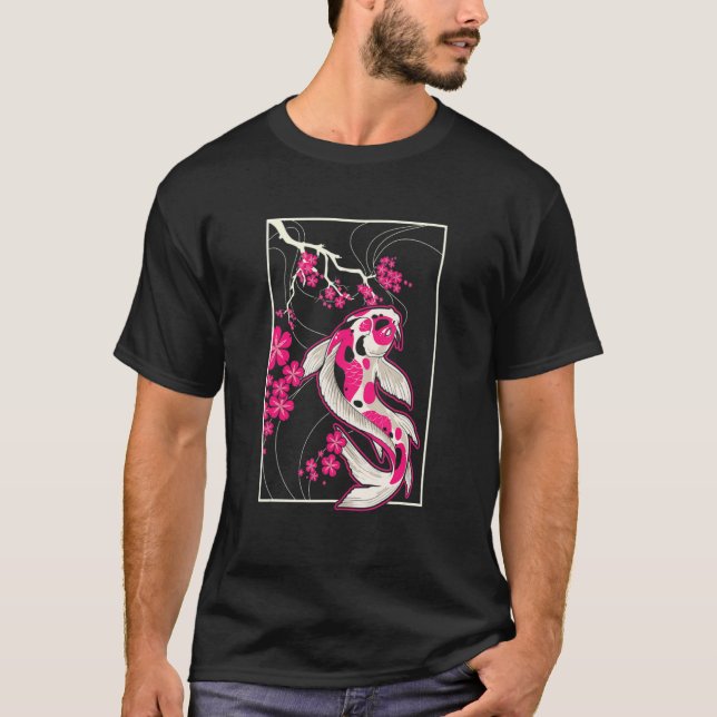 Camiseta Japan Koi Fish Cherry Blossom Japanese Nishikigoi (Frente)