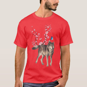Camiseta Japan Sakura Cherry Blossom Wolve Japanese 
