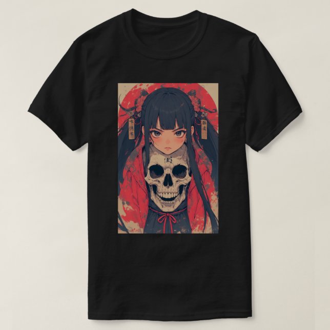 Camiseta Japanese Anime Skull Note Girl Death 01 (Frente do Design)