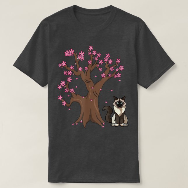 Camiseta Japanese Birman Cat Mom Cherry Blossom T-Shirt (Frente do Design)