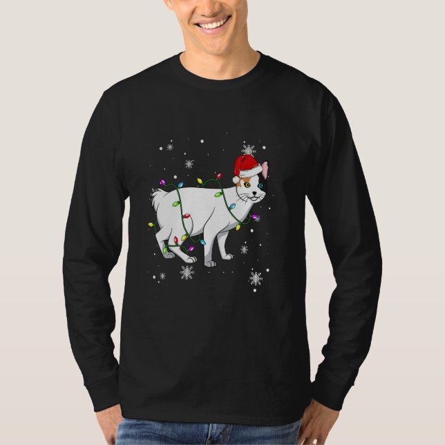 Camiseta Japanese Bobtail Cat Christmas Lights Christmas Ca (Frente)