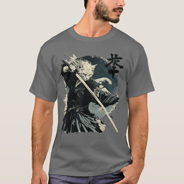 Camiseta Japanese Cat Katana Japan Samurai friend (Frente)