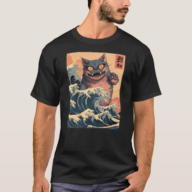 Camiseta Japanese Cat Lover Harajuku Anime Style Cat (Frente)