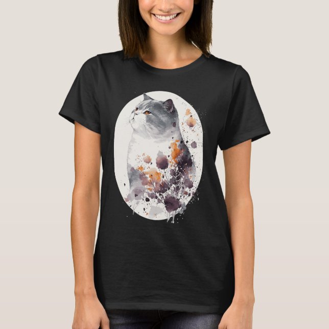 Camiseta Japanese Cherry Blossom British Shorthair Cat Saku (Frente)