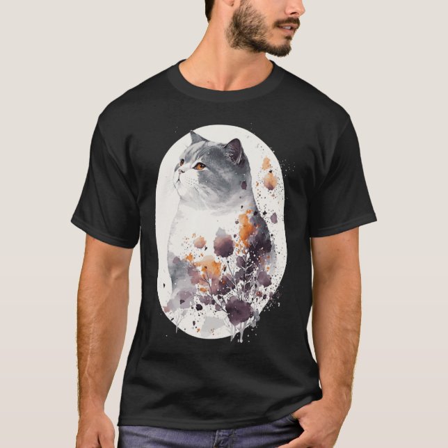 Camiseta Japanese Cherry Blossom British Shorthair Cat Saku (Frente)