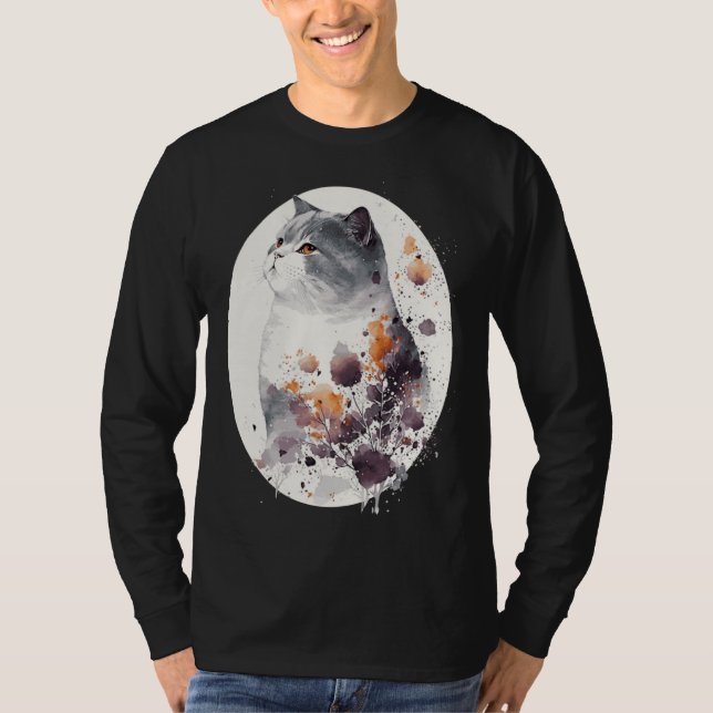 Camiseta Japanese Cherry Blossom British Shorthair Cat Saku (Frente)
