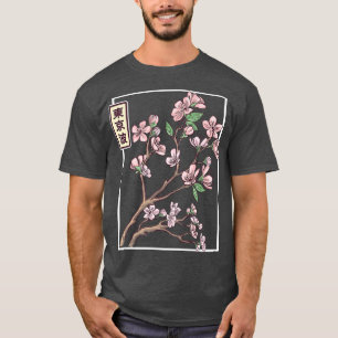 Camiseta Japanese Cherry Blossom Drawn Flower Minimalistic 