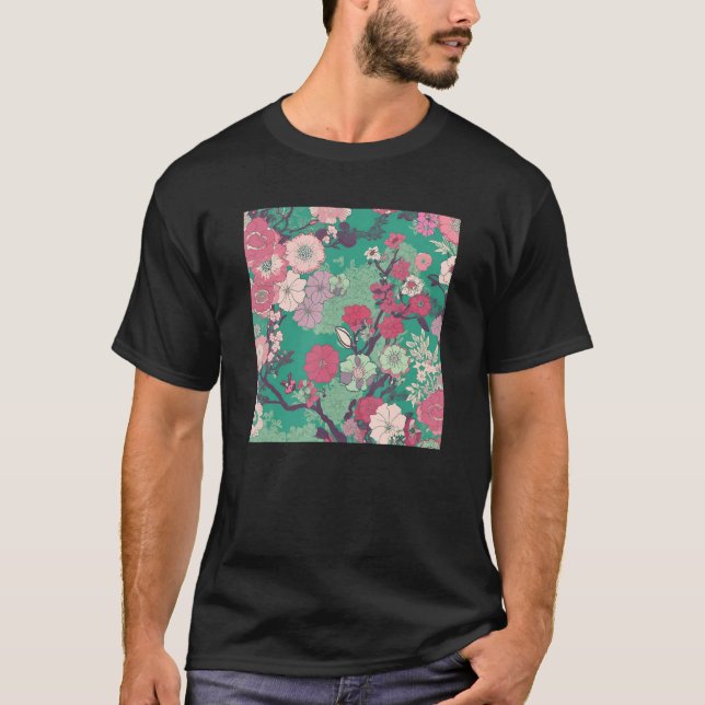 Camiseta Japanese Cherry Blossom Flower Pink Sakura Floral  (Frente)