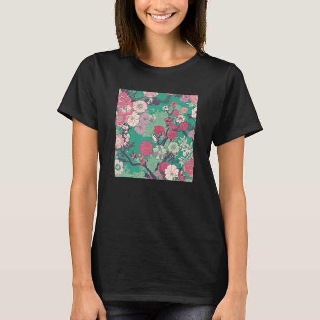 Camiseta Japanese Cherry Blossom Flower Pink Sakura Floral  (Frente)