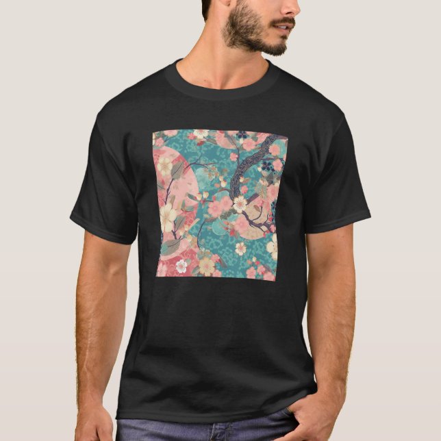 Camiseta Japanese Cherry Blossom Flower Pink Sakura Floral  (Frente)