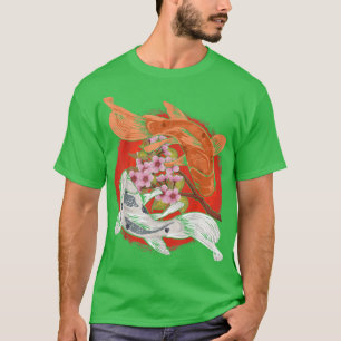 Camiseta Japanese Cherry Blossom Tree Koi Fish Yin Yang Men