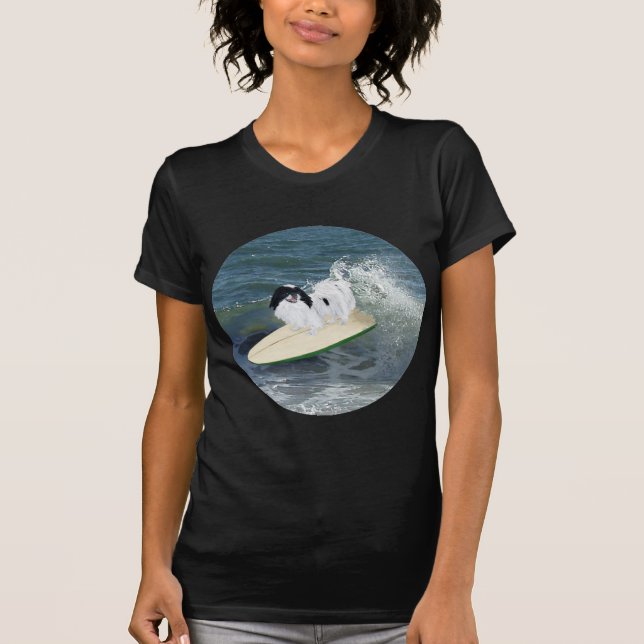 Camiseta Japanese Chin Surfando (Frente)