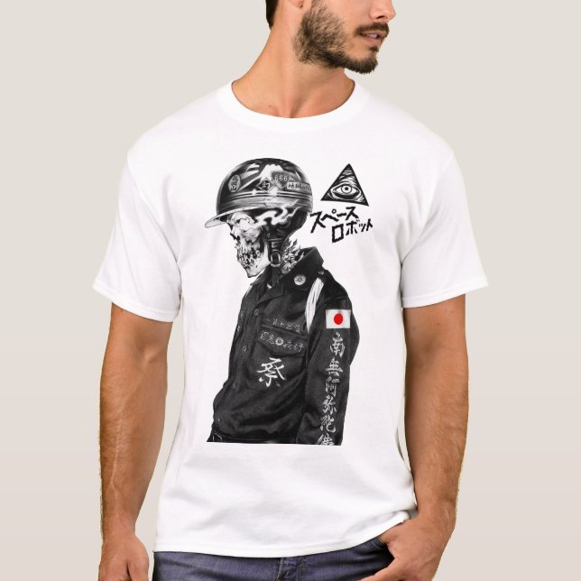 Camiseta Japanese Cyberpunk Skullface Urban Style  (Frente)