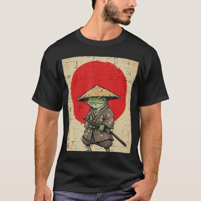Camiseta Japanese Frog Samurai Katana Sun Kimono Art Men Wo (Frente)