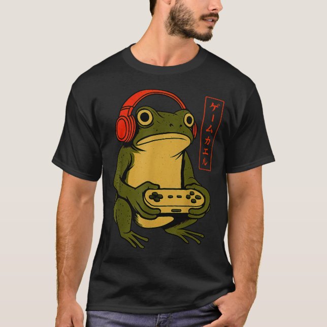 Camiseta Japanese Gamer Frog Art Men Women Boys Funny Vinta (Frente)