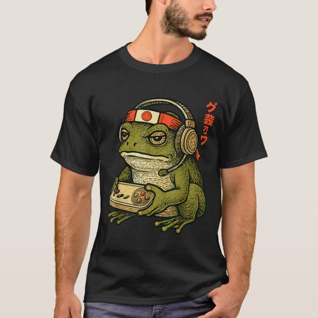 Camiseta Japanese Gamer Frog Art Men Women Boys Funny Vinta (Frente)