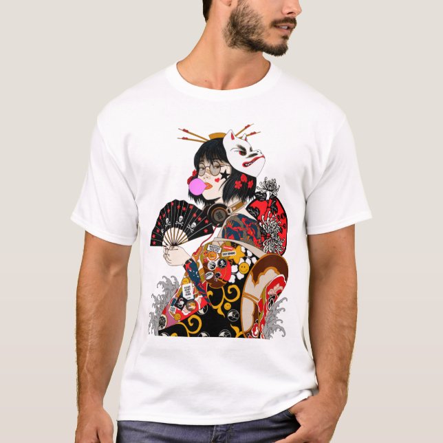 Camiseta Japanese Geisha Cool Girl Urban Style  (Frente)