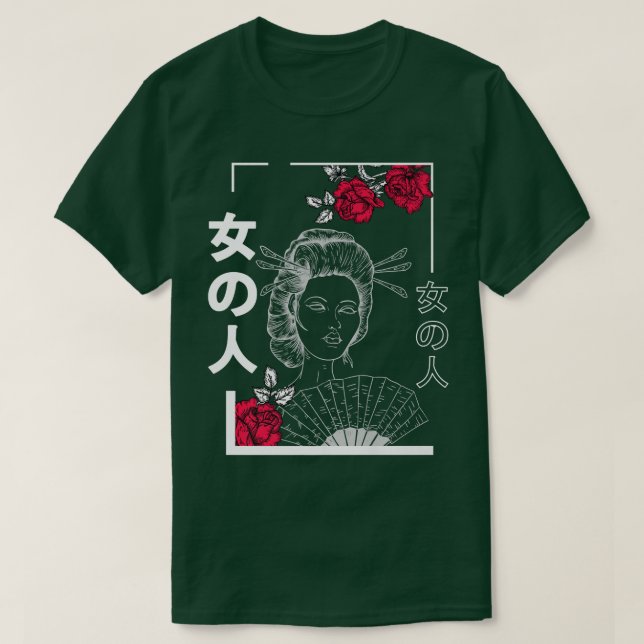 Camiseta Japanese Geisha Pastel Goth Clothing Aesthetic Tra (Frente do Design)