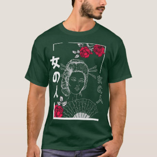 Camiseta Japanese Geisha Pastel Goth Clothing Aesthetic Tra