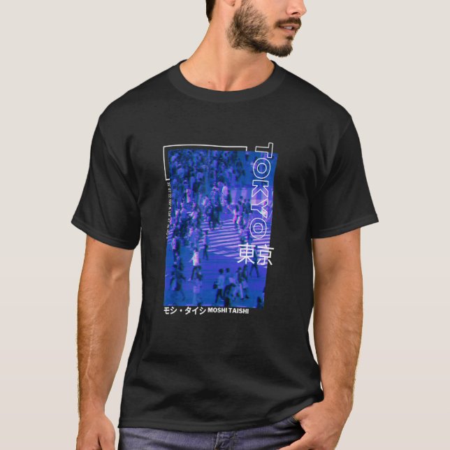 Camiseta Japanese Glitch Cyberpunk Tokyo Streetwear Aesthet (Frente)