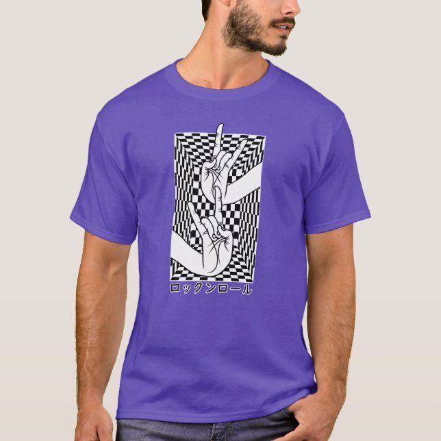 Camiseta Japanese Hands With Rock N Roll Mudra On Chess ret (Frente)