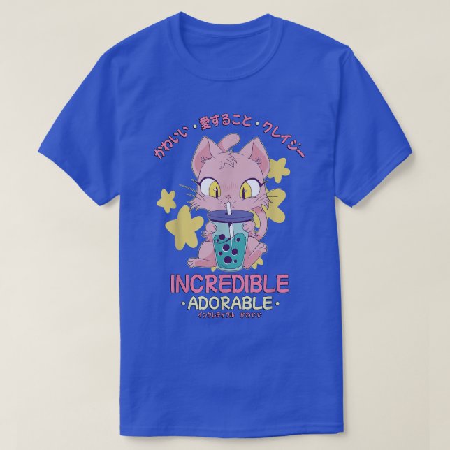 Camiseta Japanese - Kawaii Cute Bubble Tea Cat Incredible A (Frente do Design)