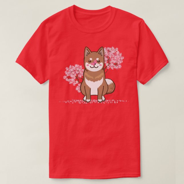 Camiseta Japanese Kawaii Sakura  Cherry Blossom Shikoku Dog (Frente do Design)