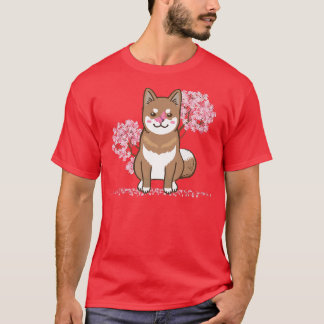 Camiseta Japanese Kawaii Sakura Cherry Blossom Shikoku Dog